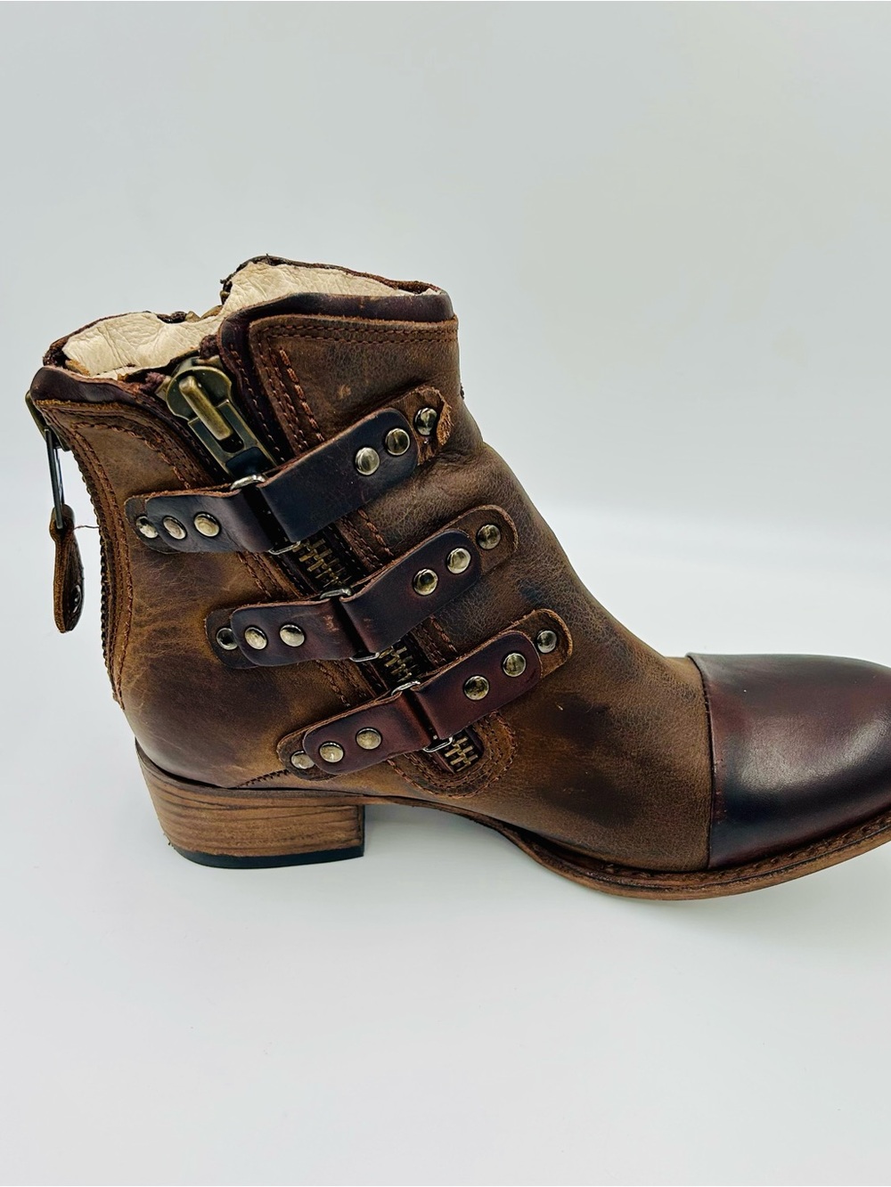 Freebird Grecko Leather Ankle Boots Women’s Size 7 Distressed Brown zippers - Picture 5 of 9